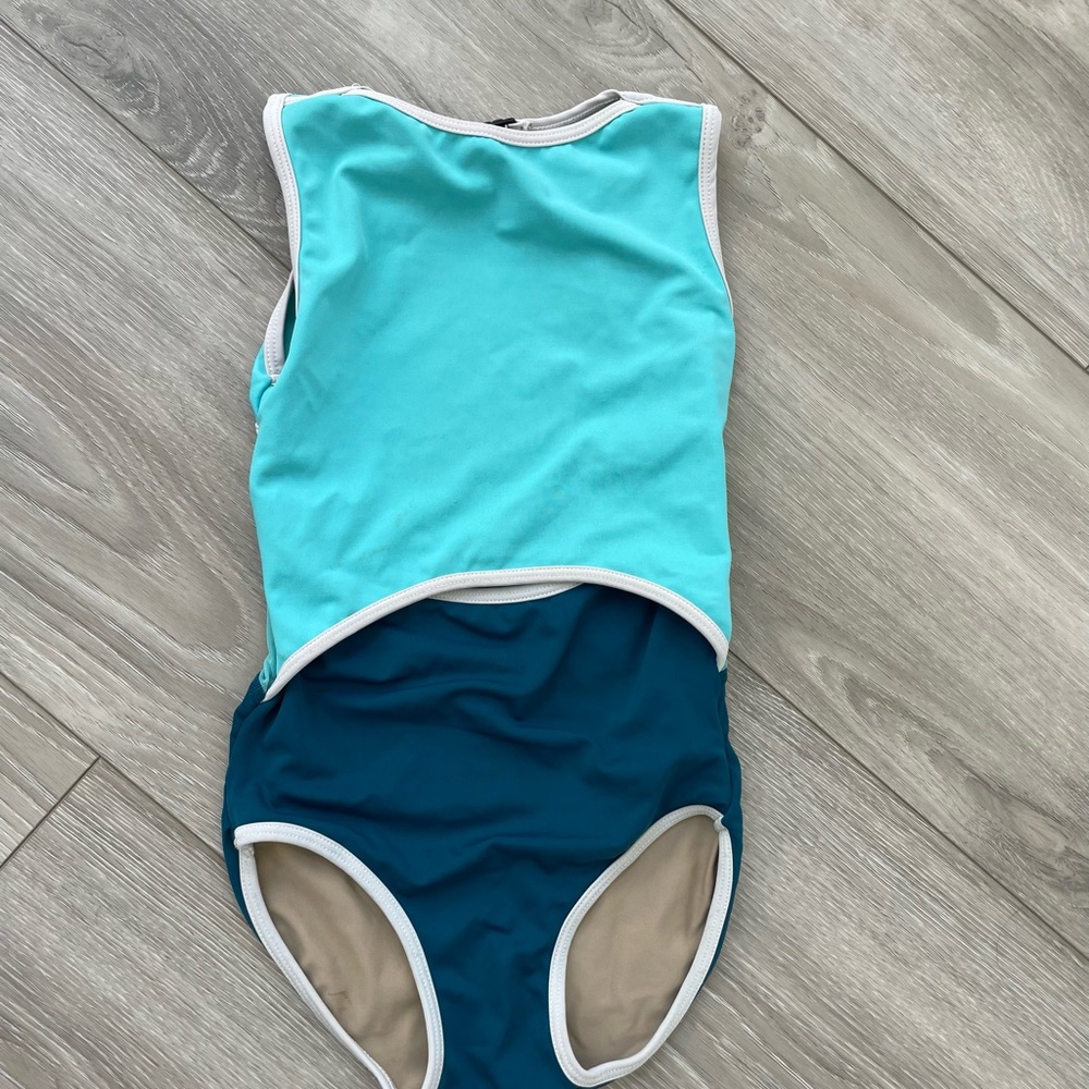 Five the Label YL Two-Tone Blue Sleeveless Leotard